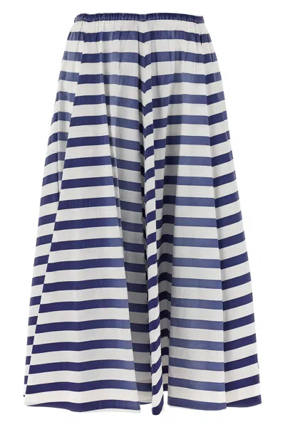 Prada Blue Striped Poplin Midi Full Skirt