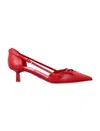 Prada Open-side Leather Pumps With Bow Detail And 4.5cm Heel In Multi
