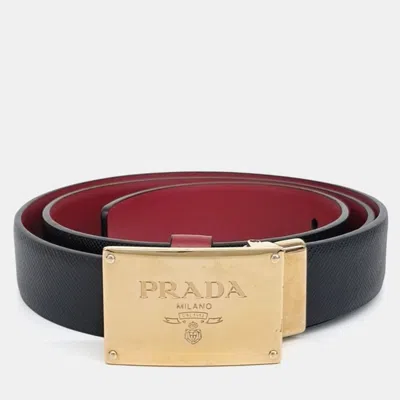 Pre-owned Prada Reversible Belt In Black