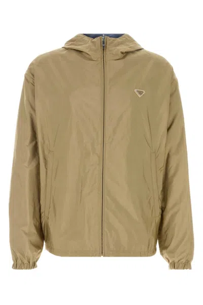 Prada Reversible Camel Re-nylon Windbreaker For Men
