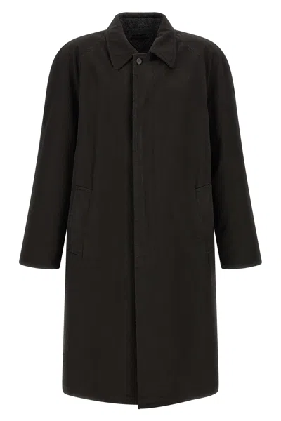 Prada Reversible Coat With Raglan Sleeves In Black