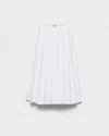 Prada Reversible Cotton Jersey And Re-nylon Circle Skirt In White