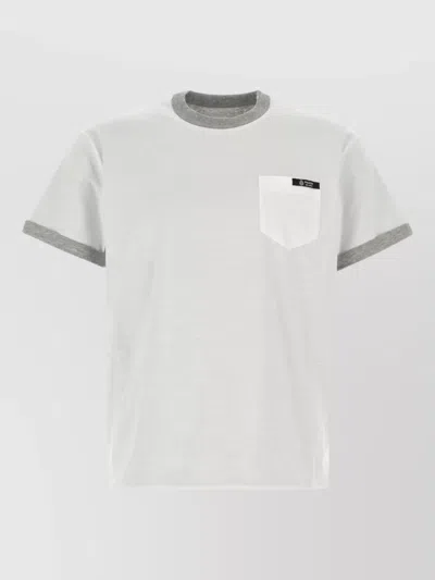 Prada Reversible Cotton T Shirt Chest Pocket Contrast In Gray