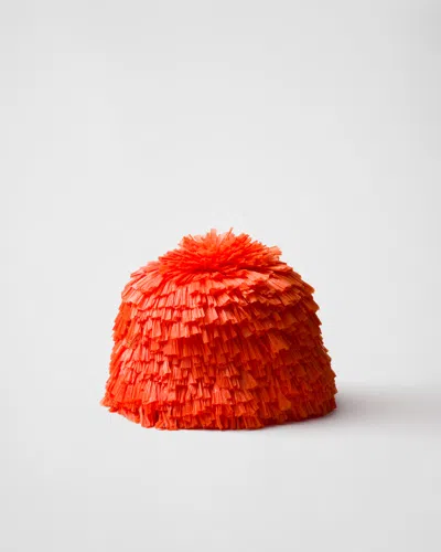 Prada Wendbarer Häkelhut In Orange