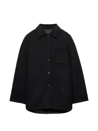 Prada Reversible Double Cashwool And Re-nylon Caban Jacket In Black