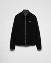 Prada Mens Black Superfine Triangle-logo Wool Knitted Cardigan In Black