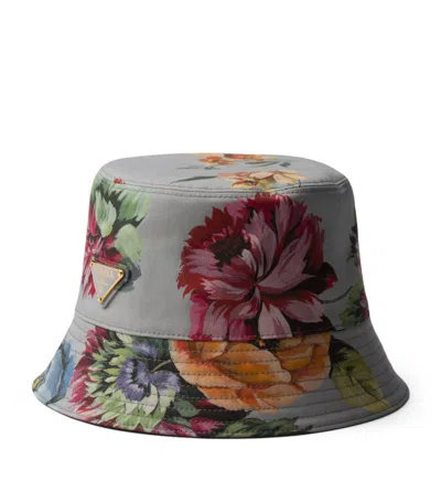 Prada Reversible Floral Bucket Hat In Animal Print