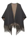 Prada Reversible Fringed Poncho In Gray