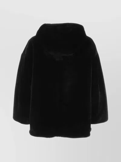 Prada Reversible Fur Coat Hooded Design In Black