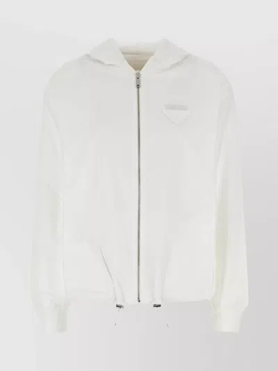 Prada Reversible Jacket Hooded Design Adjustable Hem In Neutral