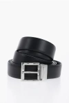 PRADA REVERSIBLE LEATHER BELT WITH SILVER-TONE BUCKLE 35MM