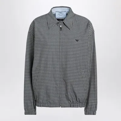 Prada Reversible Light Blue Jacket With Check Pattern In Gray
