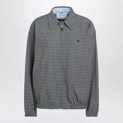 Prada Reversible Light Blue Jacket With Check Pattern In Multi