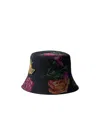 Prada Reversible Printed Cotton Bucket Hat In Black