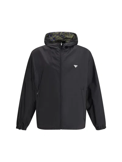 Prada Black Recycled Polyamide Shell Jacket In Gray