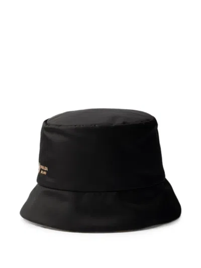 Prada Reversible Re-nylon And Camel-hair Bucket Hat In Black