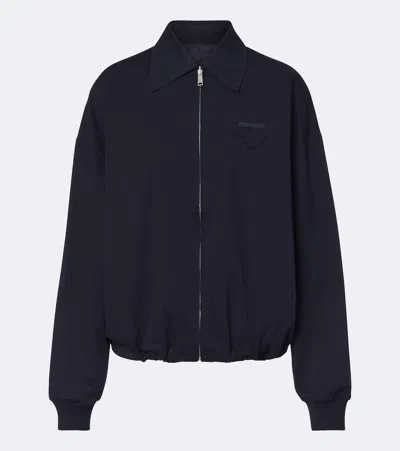 Prada Reversible Re-nylon And Jersey Blouson Jacket In Blue