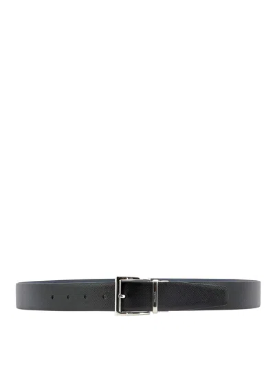 Prada Reversible Saffiano Belt In Black