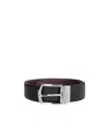 Prada Saffiano Leather Reversible Belt In Black