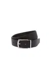 Prada Reversible Saffiano And Leather Belt In Black