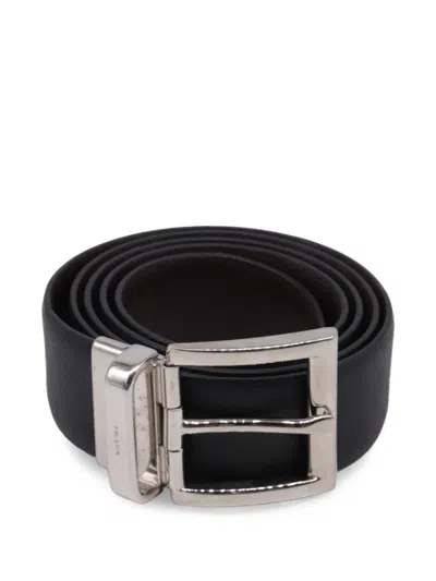 Pre-owned Prada Reversible Saffiano Leather Belt In Black