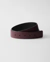 Prada Reversible Saffiano Leather Belt Strap In Granatrot/schwarz