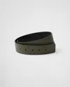 Prada Reversible Saffiano Leather Belt Strap In Loden/black