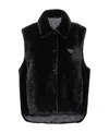 Prada Reversible Shearling Gilet In Black