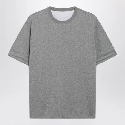 Prada Reversible White/grey Cotton T-shirt In Gray