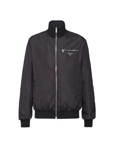 Prada Reversible Wool And Nylon Jacket Double-sided Pilot Jacket In Black
