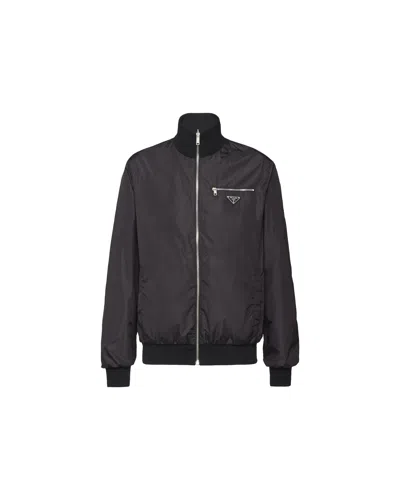 Prada Reversible Wool And Re-nylon Jacket In Black