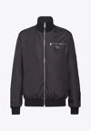 Prada Reversible Wool And Nylon Jacket Double-sided Pilot Jacket In Black