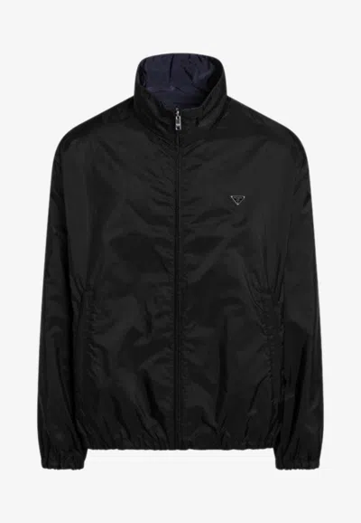 Prada Reversible Zip-up Jacket With Triangle-logo In Black
