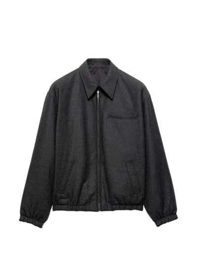 Prada Re-wool Blouson Jacket In Black