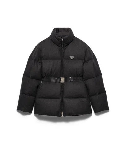 Prada Re-wool Down Jacket In Black