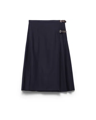 Prada Re-wool Midi Skirt In Blue