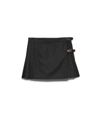 Prada Re-wool Miniskirt In Black