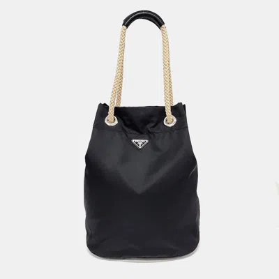 Pre-owned Prada Re-ylon Mariner Black Bag