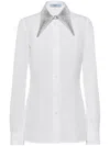 Prada Rhinestone-embellished Cotton Shirt In White