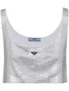 Prada Embroidered Jersey Top In White