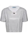 Prada Enamel Triangle-logo Cotton T-shirt In White