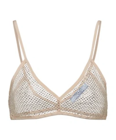 PRADA RHINESTONE-EMBELLISHED MESH BRALETTE