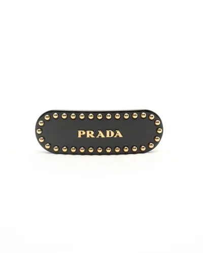 Pre-owned Prada Rhinestone Hair Clip In Black