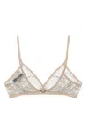 Prada Embroidered Rhinestone Mesh Bra Top In Neutral