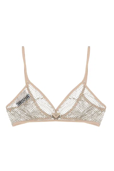 PRADA PRADA RHINESTONE MESH BRA