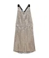 Prada Rhinestone Mesh Embroidered Mini Dress In Crystal