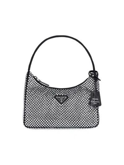 Prada Rhinestone Mini Bag In Black  