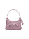 Prada Womens Pink Crystal-embellished Satin Shoulder Bag In Pink
