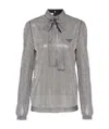 Prada Rhinestone-studded Pussy-bow Silk Blouse In White