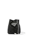 Prada Rhinestoned Satin Mini Bag In Schwarz
